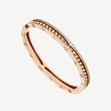 Zero 1 Spiral And Paved Diamond Pink Gold Bracelet