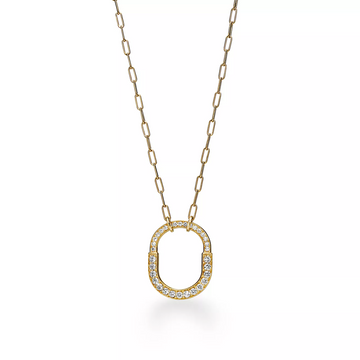 Lock Necklace Medium Pendant Gold Paved Diamonds
