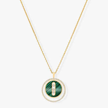 Lucky Move 3 Diamond Malachite Gold Diamond Necklace