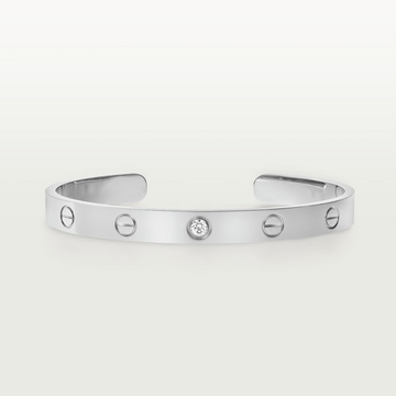 Love Bracelet 6.1mm Open Cuff 1 Diamond Silver