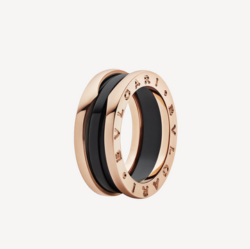 Zero 1 Two-Band Loops And Black Ceramic Pink Gold Ring