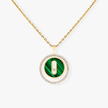 Lucky Move 1 Diamond Malachite Gold Diamond Necklace