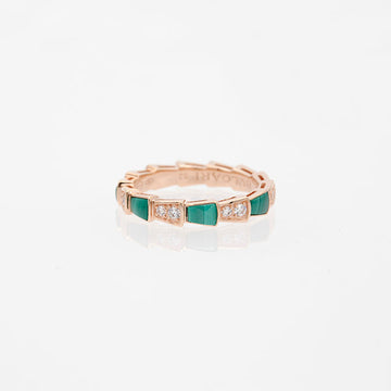 Serpenti Ring Pink Gold Malachite Diamond 3MM