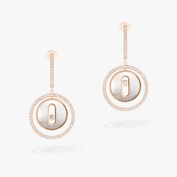 Lucky Move White Mother Of Pearl Pink Gold Diamond Earrings
