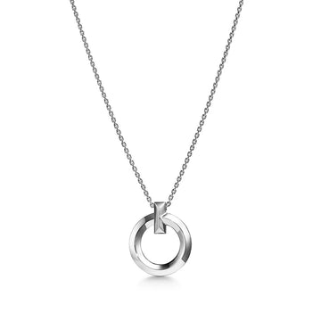T Circle Pendent Silver Necklace