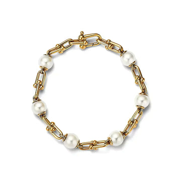 Link Bracelet Gold With Freshwater Pearls