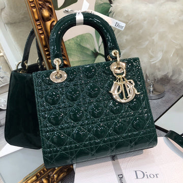 Medium Lady 24 Blue Green Patent Calfskin