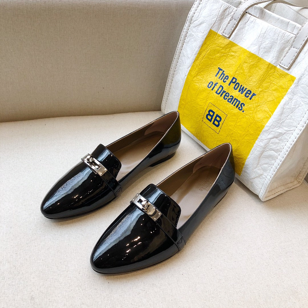 Hm Pegase Ballerina Flats Black Patent Leather 546212