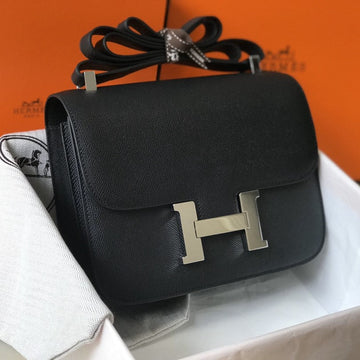 Constance 18 Black Epsom Silver Hardware