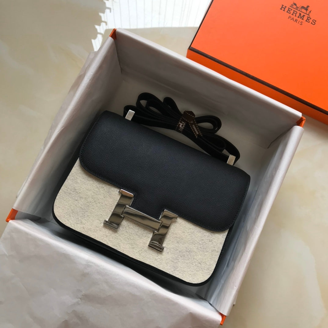 Constance 18 Black Epsom Silver Hardware