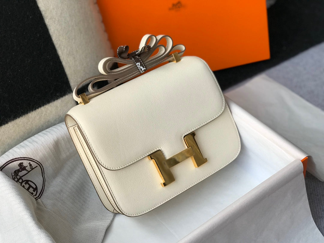 Constance 18 White Epsom Gold Hardware
