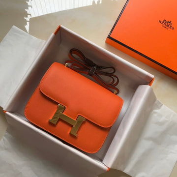 Constance 18 Orange Epsom Gold Hardware