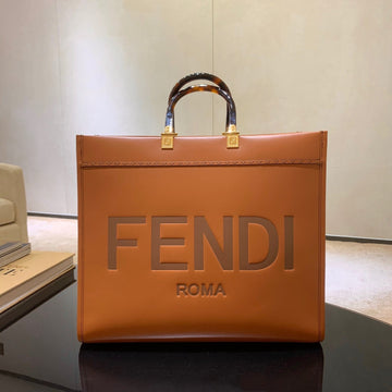 Shine 40 Tote Bag In Carrot Orange Embossed Calfskin