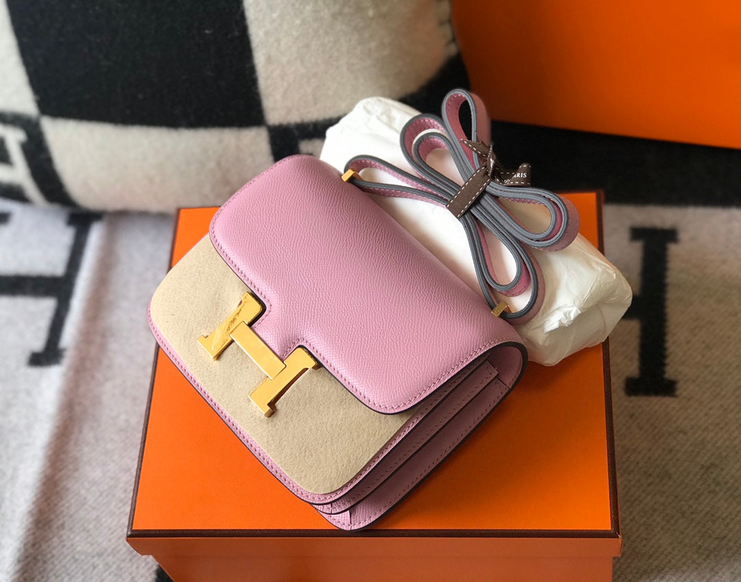 Constance 18 Pink Epsom Gold Hardware