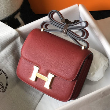 Constance 18 Dark Red Epsom Gold Hardware