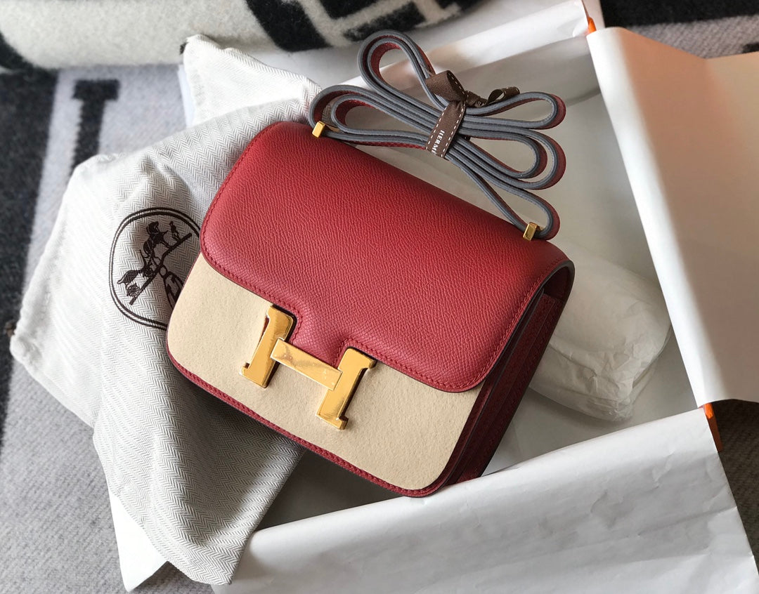 Constance 18 Dark Red Epsom Gold Hardware