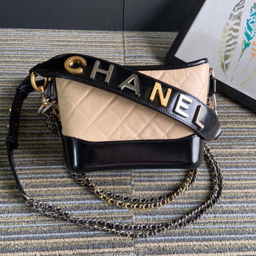CC Medium 20 Hobo Bag In Beige Cream Mix Black Calfskin With Strap