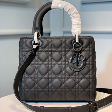 Medium Lady 24 Black Calfskin Black Hardware