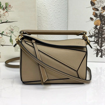 Loe Mini 18 Puzzle Bag In Dark Khaki Green Calfskin