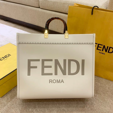 Shine 40 Tote Bag In White Embossed Calfskin