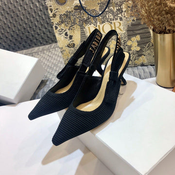 Jadior Slingback Pumps 65 All Black Embroidered Cotton