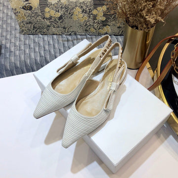 Jadior Slingback Flat All White Embroidered Cotton