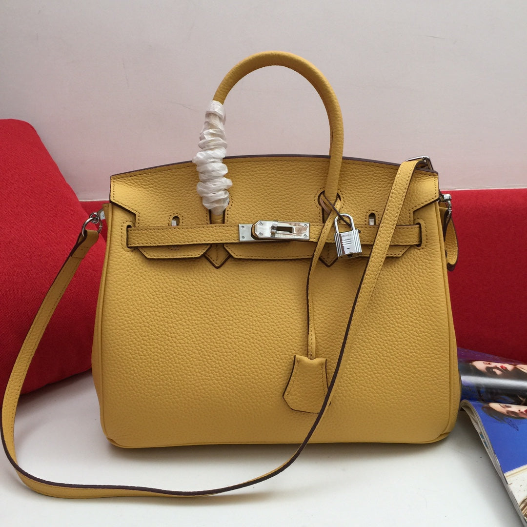 HM Birkin 30 Cm Bag Mustard Calfskin Silver Hardware