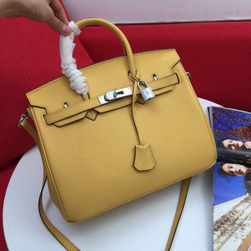 HM Birkin 30 Cm Bag Mustard Calfskin Silver Hardware