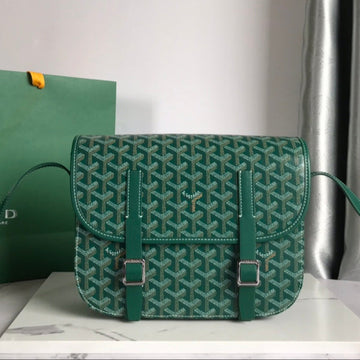 Belvedere Ii Bag 28 In Green Goyardine Canvas