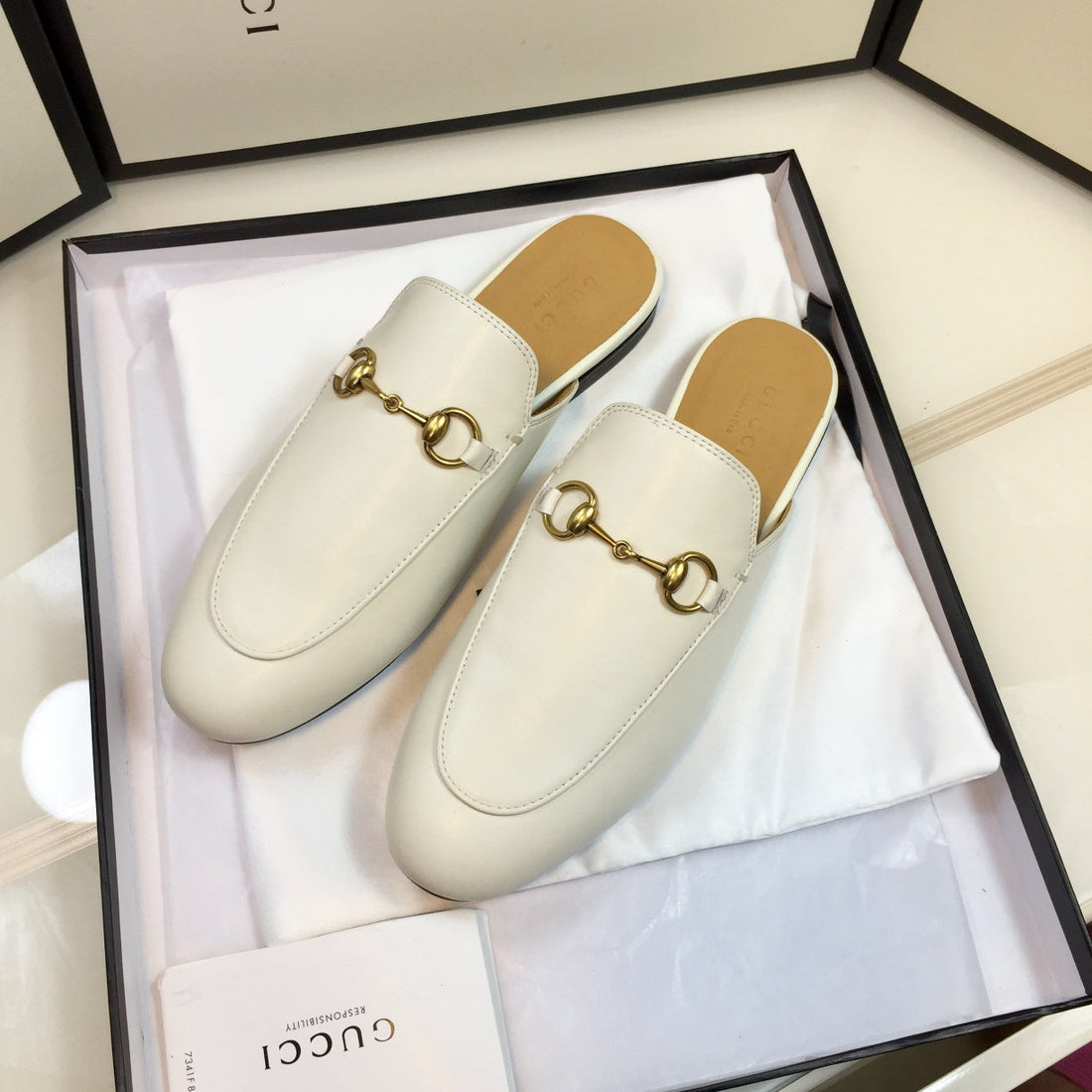GG Slipper Princetown White Calfskin