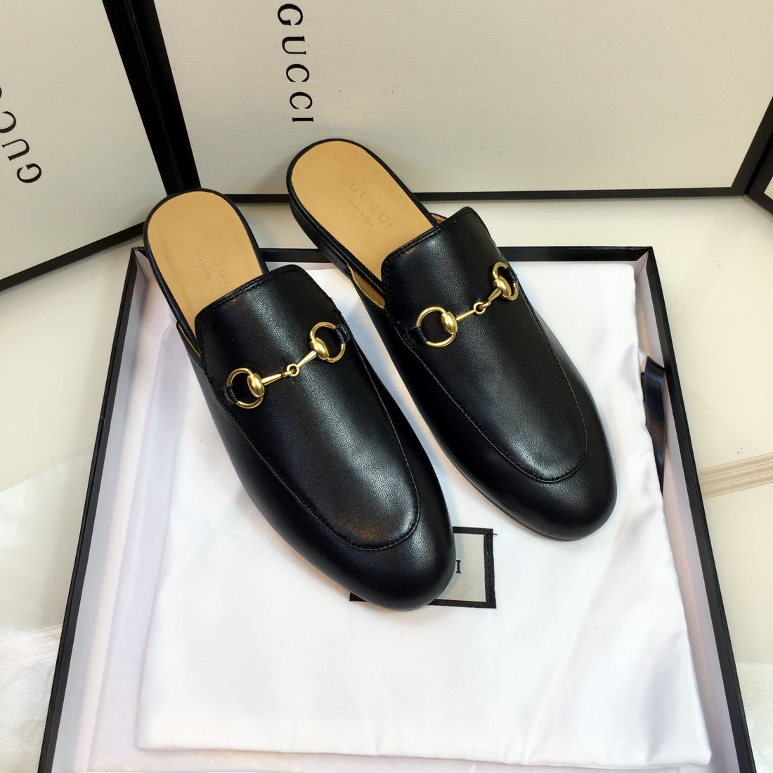 GG Slipper Princetown Black Calfskin