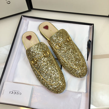 GG Princetown Gold Metalic Glitter Mule