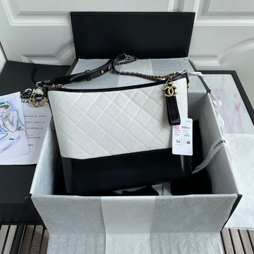 CC Abrielle Medium 28 Hobo Bag In Black Mix White Calfskin