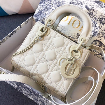 Mini Lady 17 Bag In White Calfskin