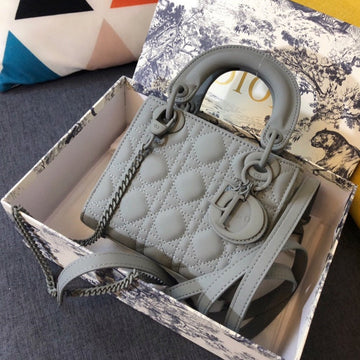 Mini Lady 17 Bag In Grey Calfskin