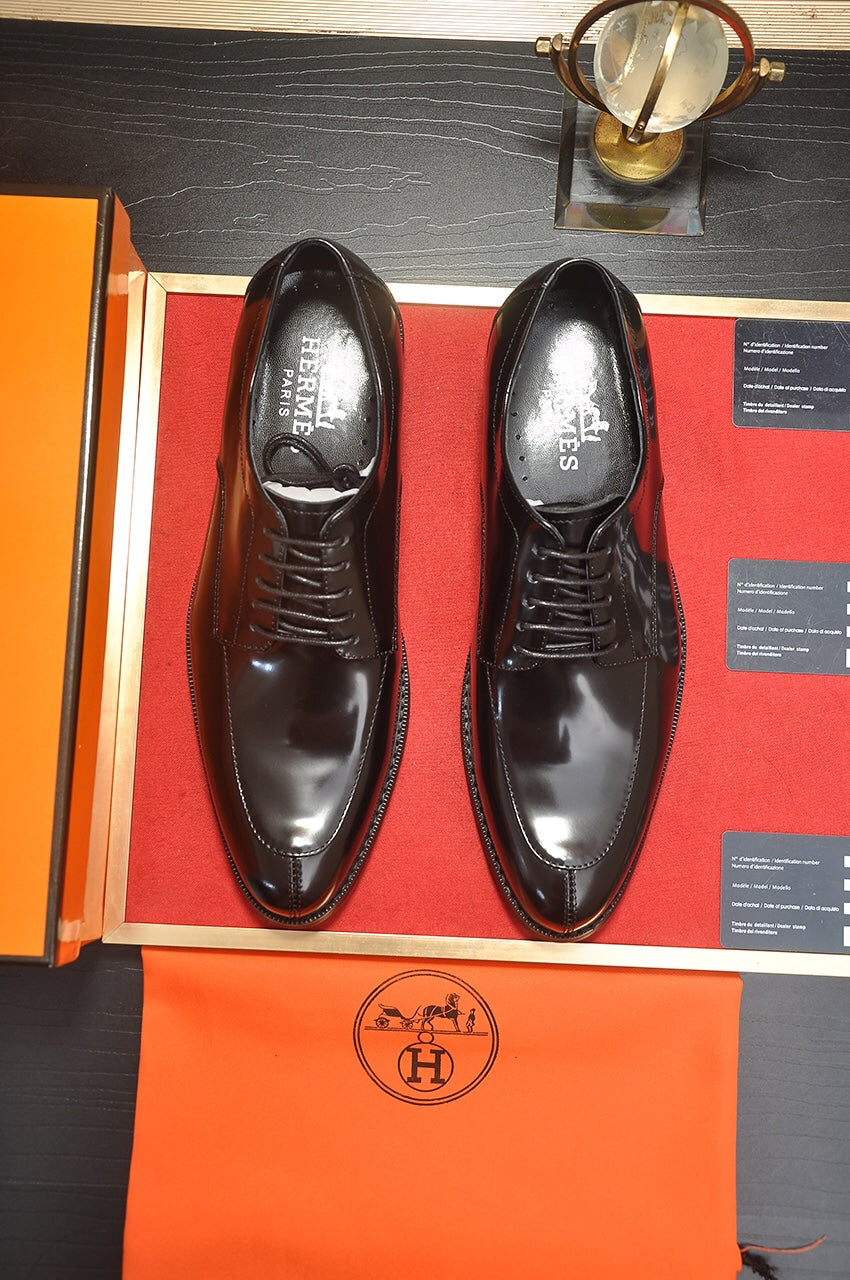 Hm Business Lace Up Shoes Glossy Black Calfskin