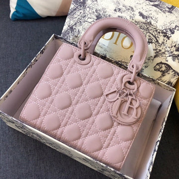 Medium Lady 20 Bag In Light Pink Calfskin