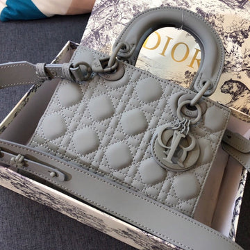 Medium Lady 20 Bag In Grey Calfskin