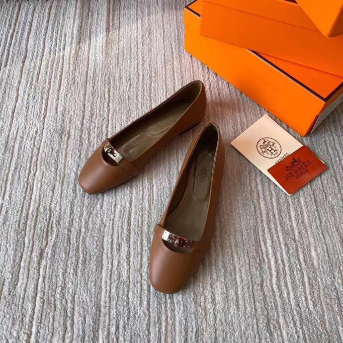 Hm Liberty Ballet Flats Brown Sheepskin 679994