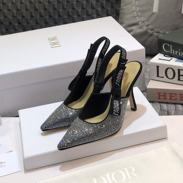 Jadior Slingback Pump 95 Black Full Diamond Crystal And Seude