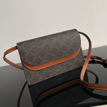 Triphome 20 Double Layer Monogram Black Pattern Calfskin Bag