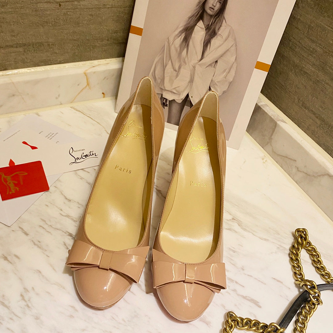 Cl Simplenodo Bow Pumps 85MM Patent Leather Nude