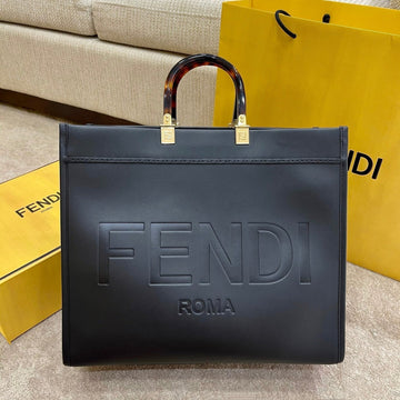 Shine 40 Tote Bag In Black Embossed Calfskin