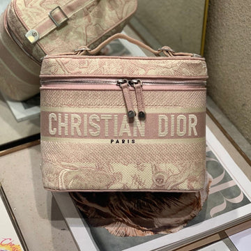 Crossbody Mini 18 Vanity Case In Peach Pink Monogram Oblique Jacquard