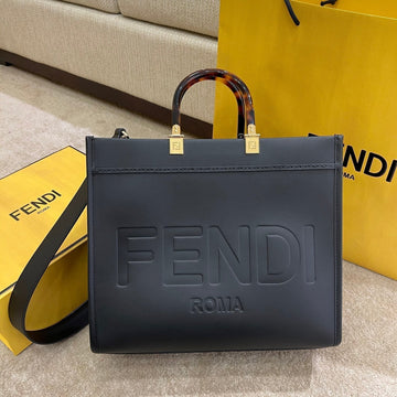Shine Large 35 Tote In Black Calfskin