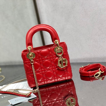 Mini Lady 17 Red Lambskin