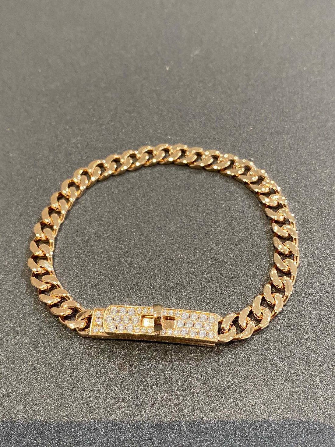 H Kelly Gourmette Gold Diamond Bracelet