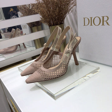 Jadior Slingback Pumps 95 Transparent Mesh Rose Cannelle Embroidered Cotton