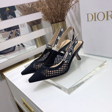 Jadior Slingback Pumps 65 Transparent Mesh Black Embroidered Cotton