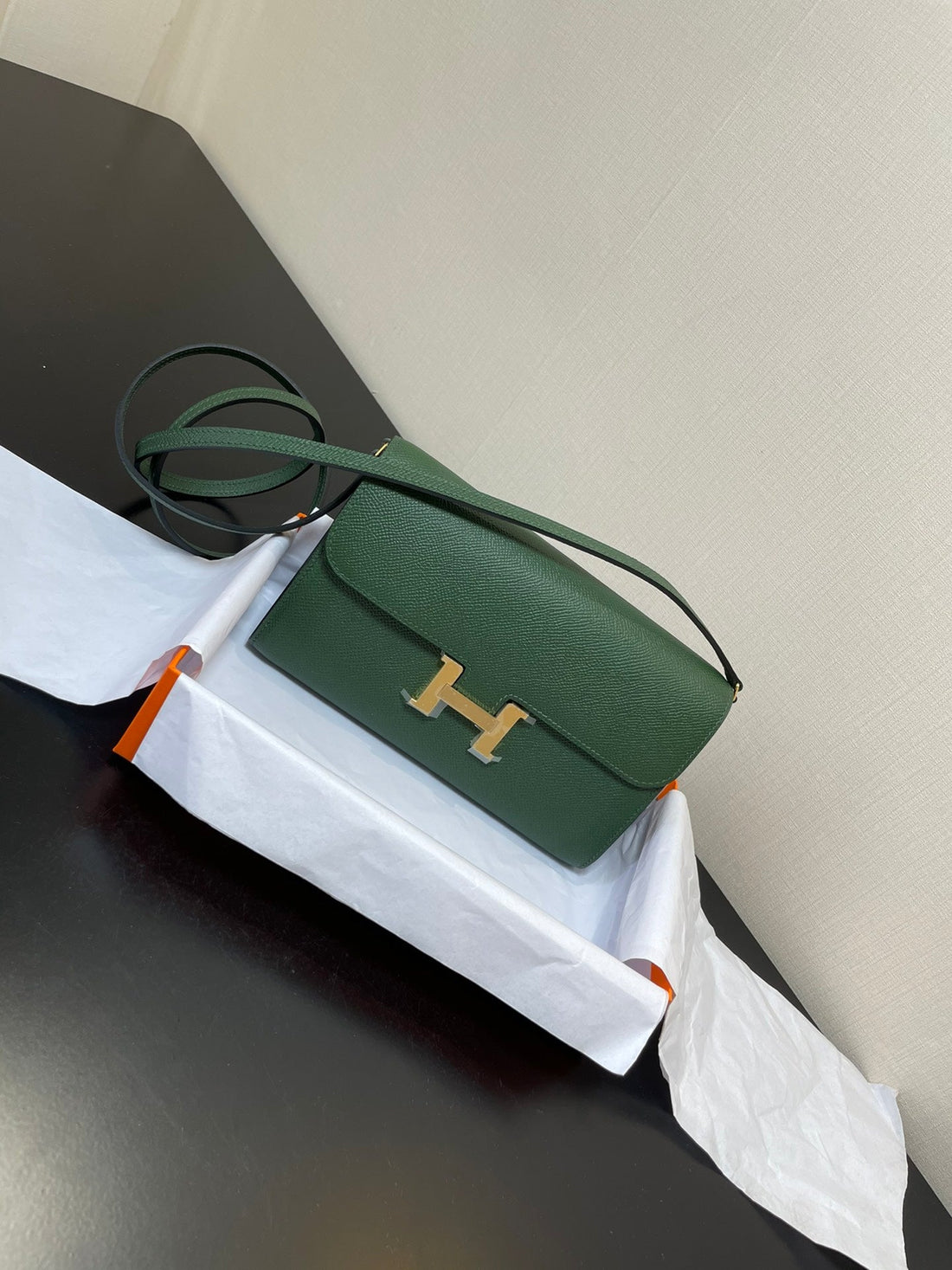 Constance To Go 20.5 Dark Green Epsom Gold Hardware